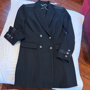 White House Black Market Black Double-Breasted Blazer with Silver Buttons